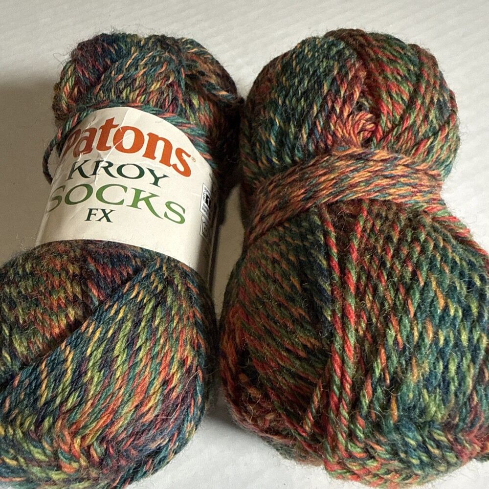 Patrons Kroy Socks Yarn 1.75oz/166 yd skein CLOVER COLORS Lot of 2 Washable Wool